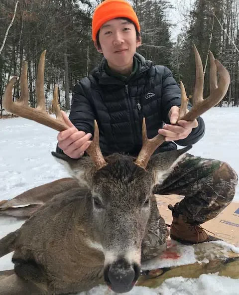 Joseph Zhang 2019 rack of the year buck hunting in Maine.